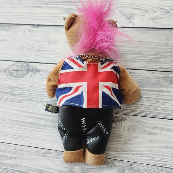 Vintage Velveteen Bear British London Great Britain Punk Bear Plush Tina Watson - Picture 2 of 6